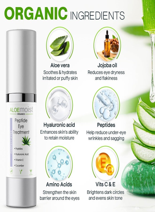 AloeMoist Peptide Eye Cream Anti Aging, Hydrating Under Eye Cream For Women & Men Dry, Sensitive or Mature Skin Repair, Daily Day & Night Treatment for Fine Lines, Wrinkles, Dark Circles, Bags, Puffiness 0.5 Oz - Image 2